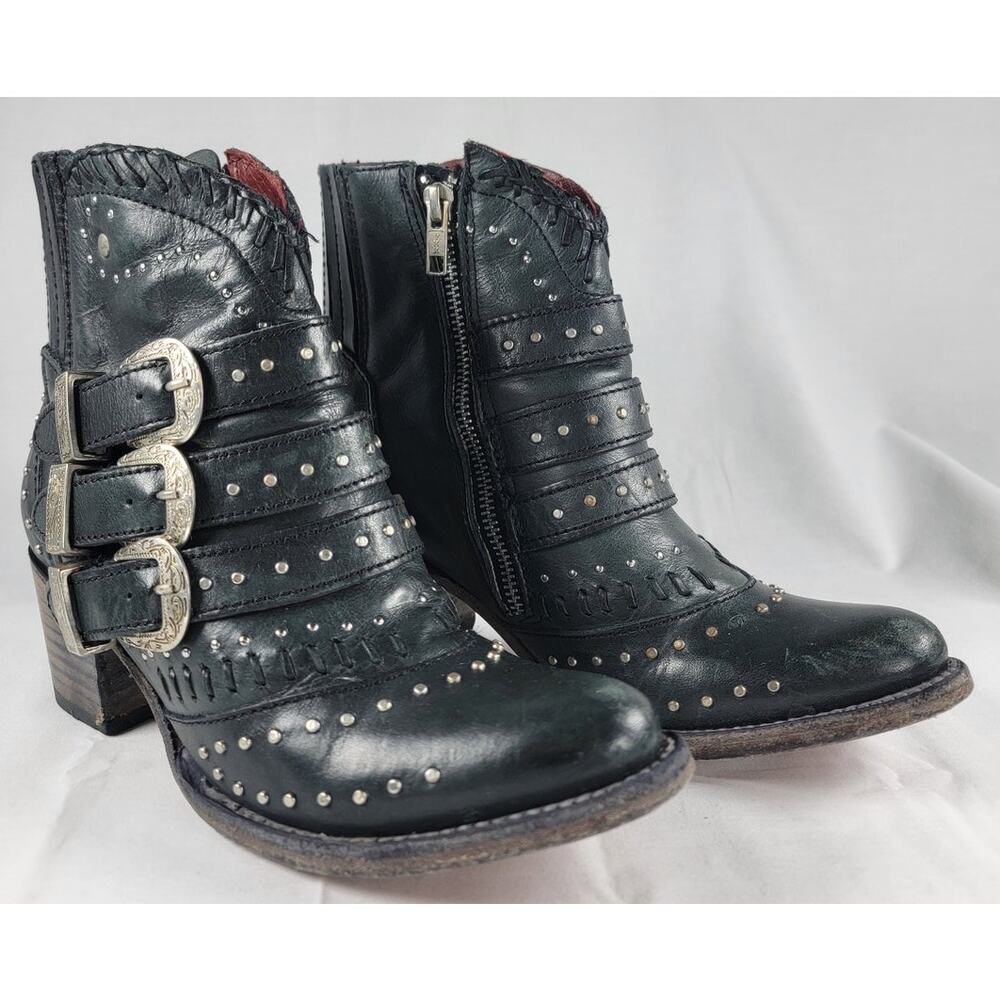Freebird By Steven Studded Leather Moto Western Boots Women’s 7